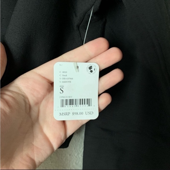 Free People black Sunny Set crop lounge set S New With Tags - Picture 8 of 11